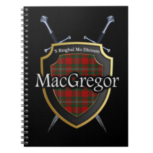 Clan MacGregor Tartan Sköld och Svärd Anteckningsbok