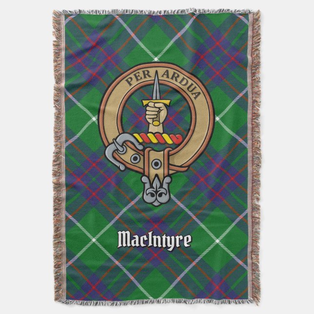 Clan MacIntyre-vapen över tartan Filt (Framsidan Vertikal)