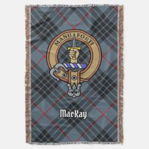 Clan MacKay-vapen över blå tartan Filt