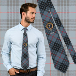 Clan MacKay-vapen över blå tartan Slips