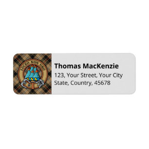Clan MacKenzie Jakt Brun Tartan Etikett Returadress Etikett