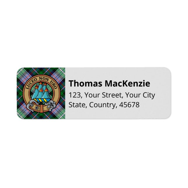 Clan MacKenzie Klänning Tartan Etikett Returadress Etikett (Framsidan)