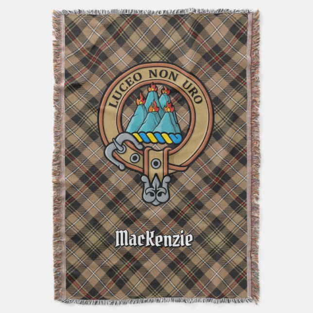 Clan MacKenzie-vapen över Brun Jakt-Tartan Filt (Framsidan Vertikal)