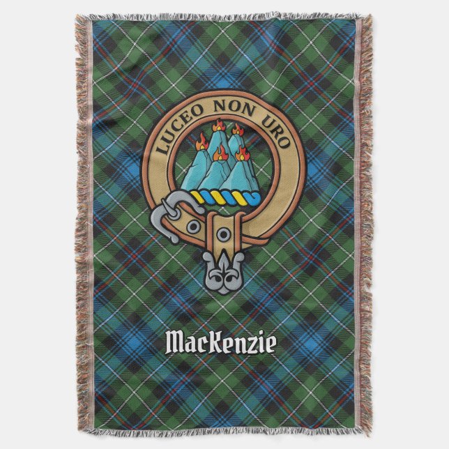 Clan MacKenzie-vapen över tartan Filt (Framsidan Vertikal)