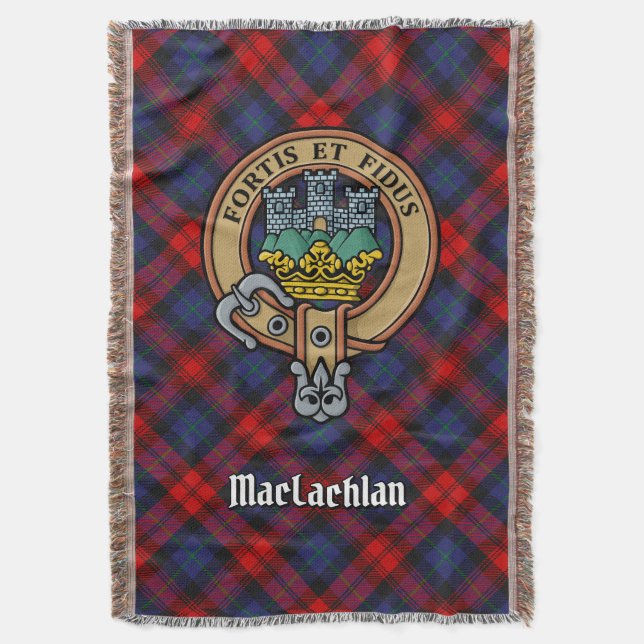 Clan MacLachlan vapen över tartan Filt (Framsidan Vertikal)