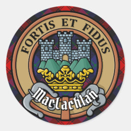 Clan MacLachlan vapensköld över tartan Runt Klistermärke
