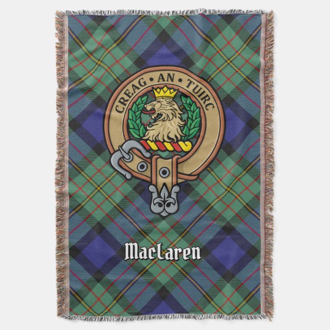 Clan MacLaren vapensköld över tartan Filt (Framsidan Vertikal)