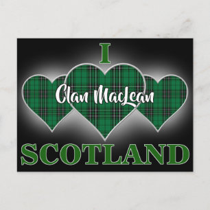Clan MacLean I Love Scotland Jakt Tartan Hjarta Vykort