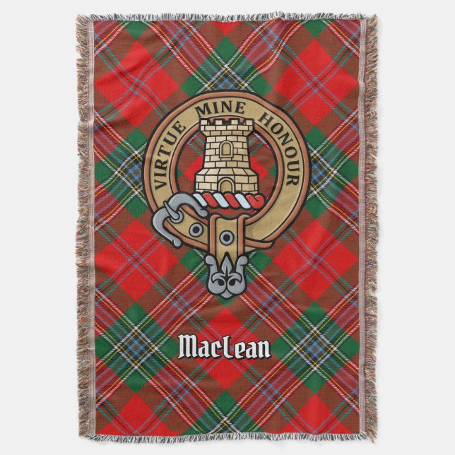 Clan MacLean-vapen över tartan Filt (Framsidan Vertikal)