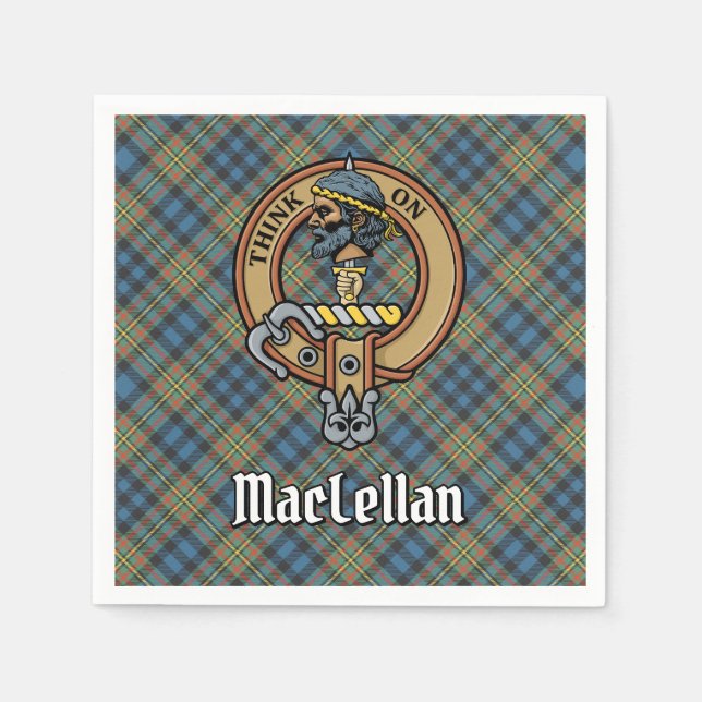 Clan MacLellan Crest over Ancient Tartan Pappersservett (Framsidan)
