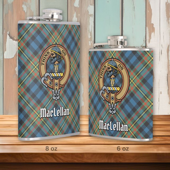 Clan MacLellan vapen över gammal tartan Fickplunta (Skapare uppladdad)