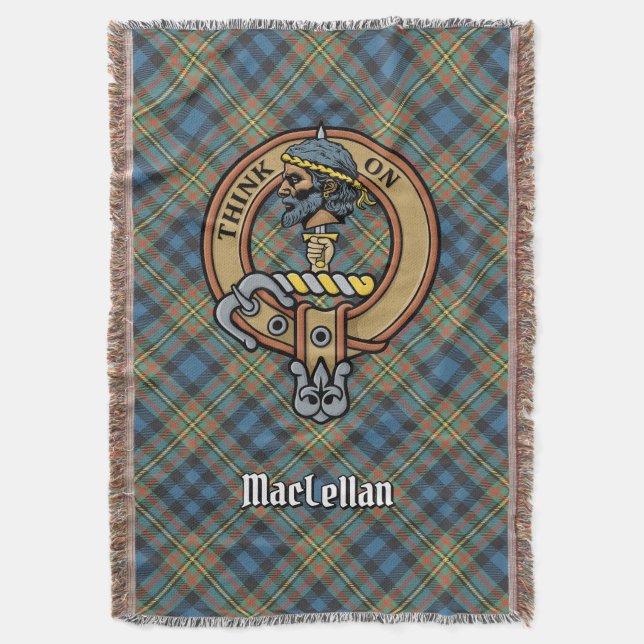 Clan MacLellan-vapen över gammal tartan Filt (Framsidan Vertikal)