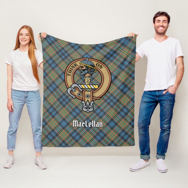 Clan MacLellan vapen över gammal tartan Fleecefilt (På plats)