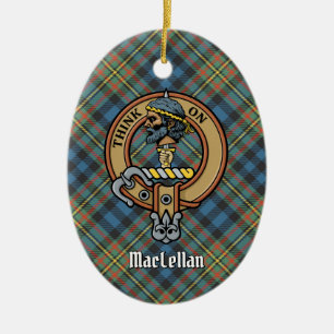 Clan MacLellan vapen över gammal tartan Julgransprydnad Keramik