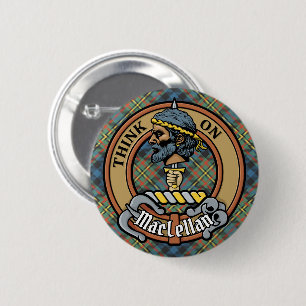 Clan MacLellan vapen över gammal tartan Knapp