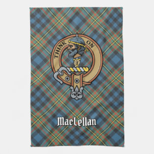 Clan MacLellan-vapen över gammal tartan Kökshandduk