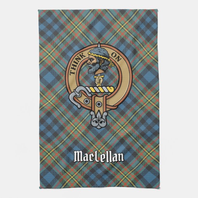 Clan MacLellan-vapen över gammal tartan Kökshandduk (Vertikal)