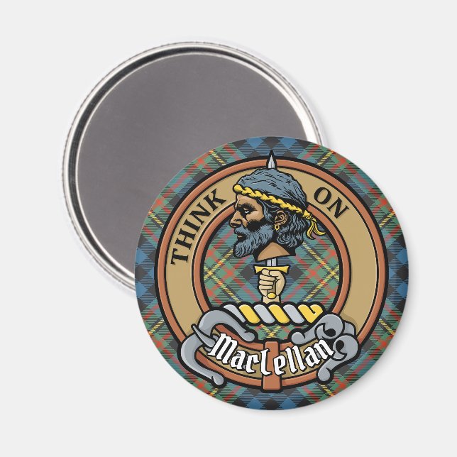 Clan MacLellan-vapen över gammal tartan Magnet (Front/Back)