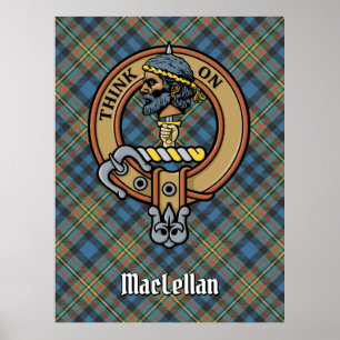 Clan MacLellan vapen över gammal tartan Poster