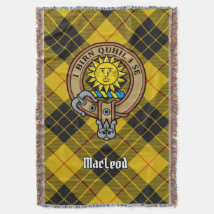 Clan MacLeod av Lewis vapen över tartan Filt
