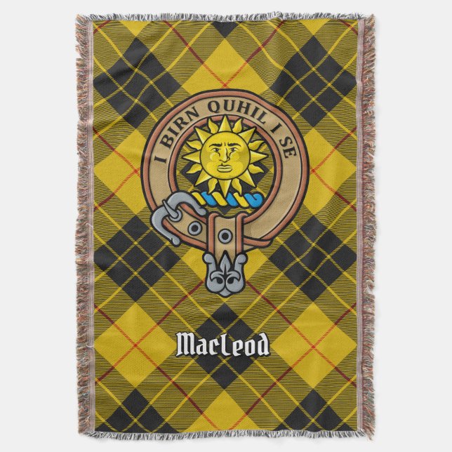 Clan MacLeod av Lewis vapen över tartan Filt (Framsidan Vertikal)