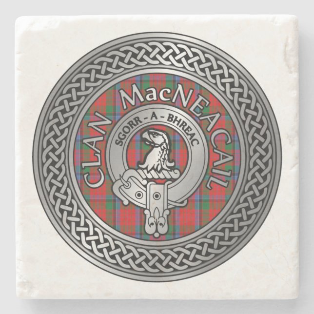 Clan MacNeacail | MacNicol vapen och tartan knut Stenunderlägg (Framsidan)