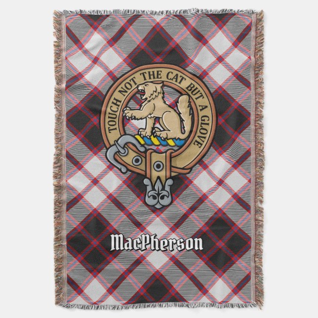 Clan MacPherson-vapen över jakt-tartan Filt (Framsidan Vertikal)