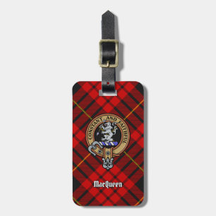 Clan MacQueen Crest över Tartan Bagagebricka