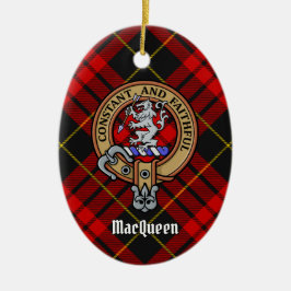 Clan MacQueen Crest över Tartan Julgransprydnad Keramik