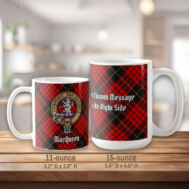 Clan MacQueen Crest över Tartan Kaffemugg