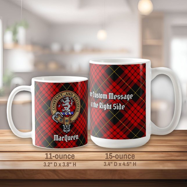 Clan MacQueen Crest över Tartan Kaffemugg (Skapare uppladdad)