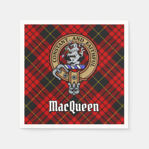 Clan MacQueen Crest över Tartan Pappersservett