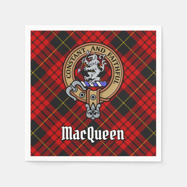Clan MacQueen Crest över Tartan Pappersservett (Framsidan)