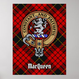 Clan MacQueen Crest över Tartan Poster