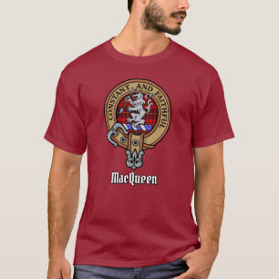 Clan MacQueen Crest över Tartan T Shirt