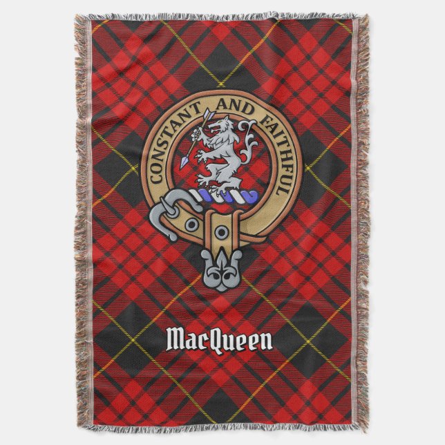 Clan MacQueen-vapen över tartan Filt (Framsidan Vertikal)