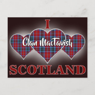 Clan MacTavish I Love Scotland Tartan Heart Vykort