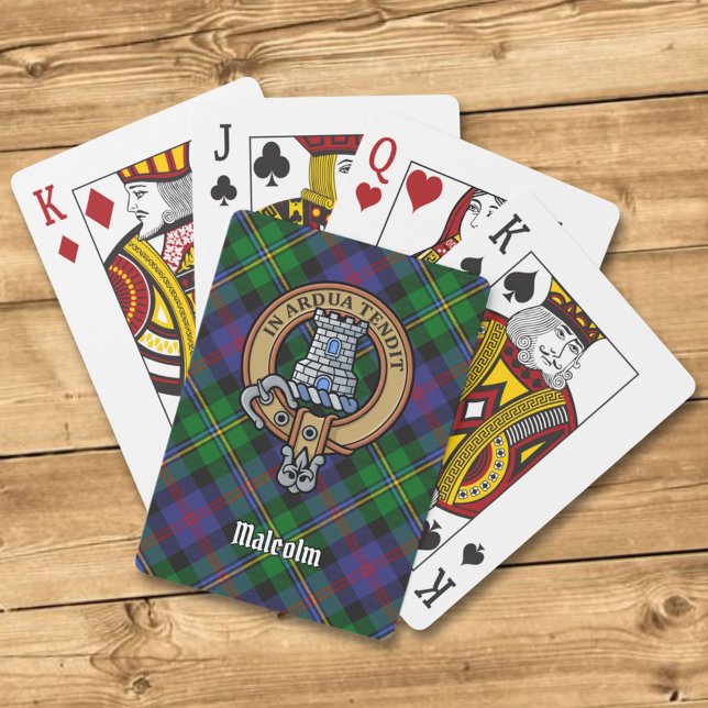 Clan Malcolm Crest over Tartan Casinokort (Skapare uppladdad)