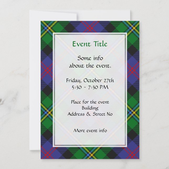 Clan Malcolm Tartan Inbjudningar (Baksida)