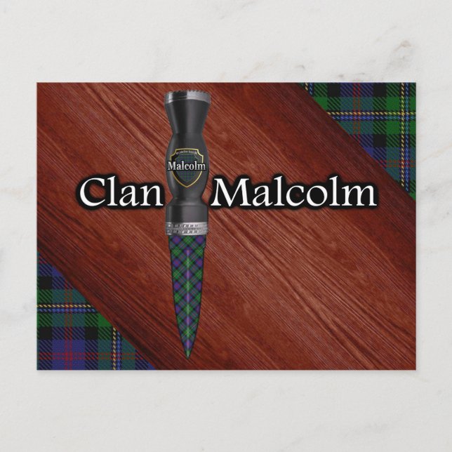 Clan Malcolm Tartan Sgian Dubh-blad Vykort (Framsida)