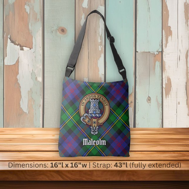 Clan Malcolm-vapen över tartan Axelväska (Skapare uppladdad)