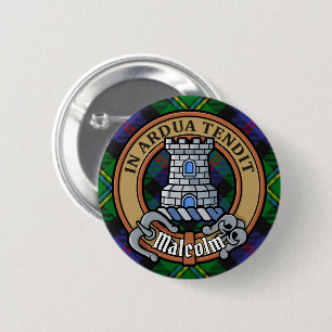 Clan Malcolm-vapen över tartan Knapp