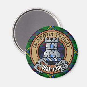 Clan Malcolm-vapen över tartan Magnet
