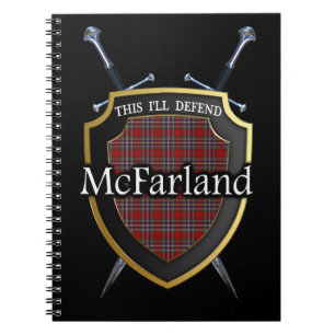 Clan McFarland MacFarlane Tartan Sköld och Svärd Anteckningsbok Med Spiral
