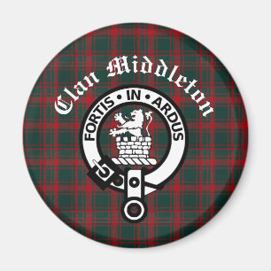 Clan Middleton Crest-märke och tartan Magnet