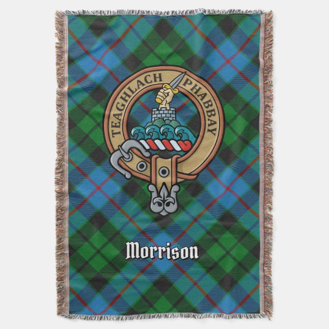 Clan Morrison-vapen över jakt-tartan Filt (Framsidan Vertikal)