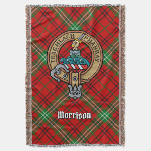 Clan Morrison-vapen över röd tartan Filt
