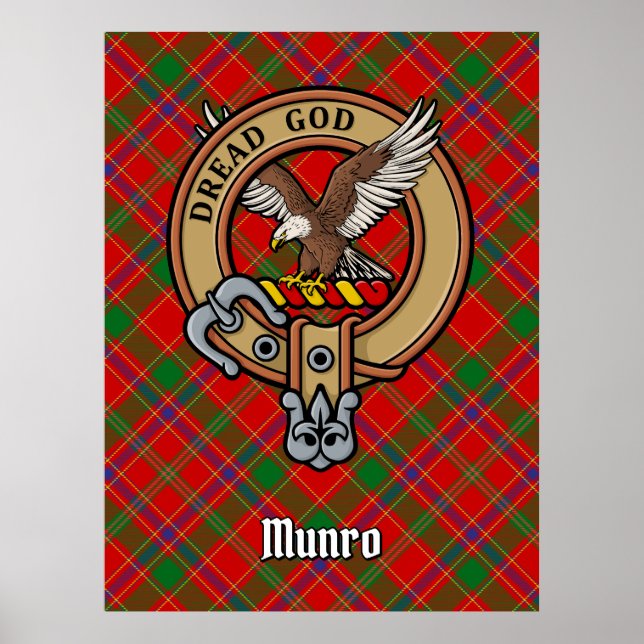 Clan Munro Crest over Tartan Poster (Framsidan)