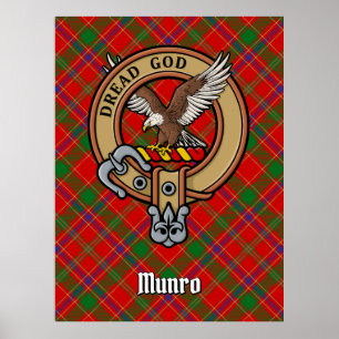 Clan Munro-vapen över tartan Poster