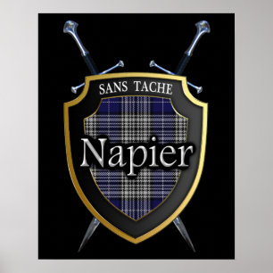 Clan Napier Tartan Skotsk Sköld & Svärd Poster